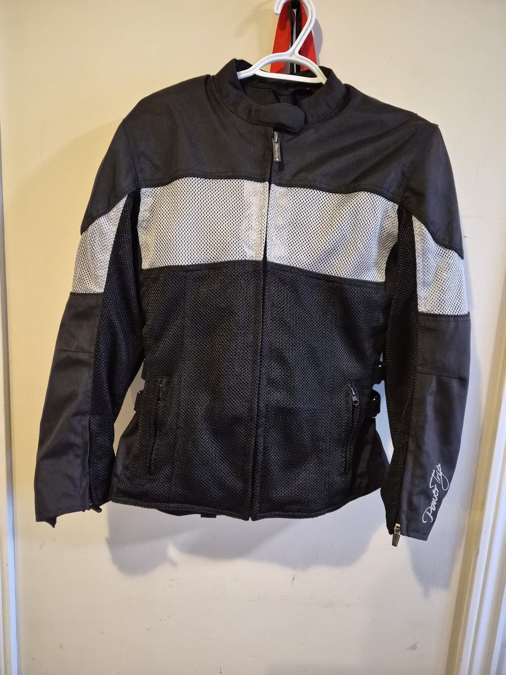 Power Trip Black and White Mesh Women's Motorcycle Jacket